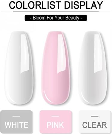 Acrylic Nail Kit for Beginners - White Pink Clear Acrylic Powder and Liquid Set for Nail Extension and Carving - Includes Acrylic Nail Brush - Perfect for Home Use - Buy Online on GoSupps.com