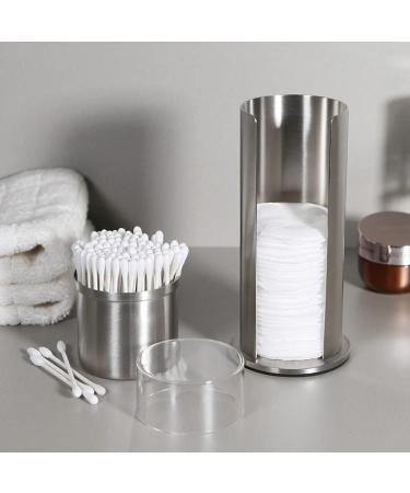 Honrane Cotton Pad Holder Cosmetic Cotton Pad Organizer Stainless Steel Round Cotton Swab Makeup Pad Holder Case Desktop Storage Box Silver - Buy Online on GoSupps.com