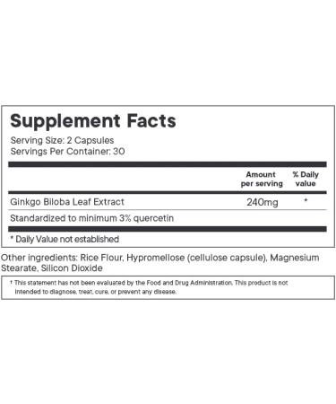 Illuminate Labs Ginkgo Biloba Extract Capsules | 240 mg | Supports Focus Concentration Memory Short-Term Cognitive Function | Third-Party Tested and Backed by Medical Research - Buy Online on GoSupps.com