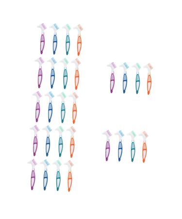 minkissy Toothbrush for Dentures Double Head Colored Rubber TPE 28 Pieces
