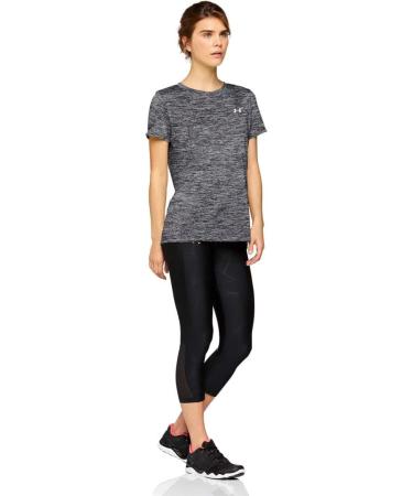 Under Armour Women's Tech Twist T-Shirt - Black/Metallic Silver, Medium - Buy Online on GoSupps.com