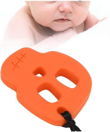 Silicone Sewing Ring for Teeth | Orange Skull Necklace - Safe Chewing Toy for Autism & Oral Motor Skills - Buy Online on GoSupps.com