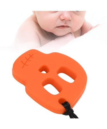 Heat Resistant Chew Teething Necklace | Durable Orange Skull Teether | Stress Relief Toy for Babies - Buy Online on GoSupps.com