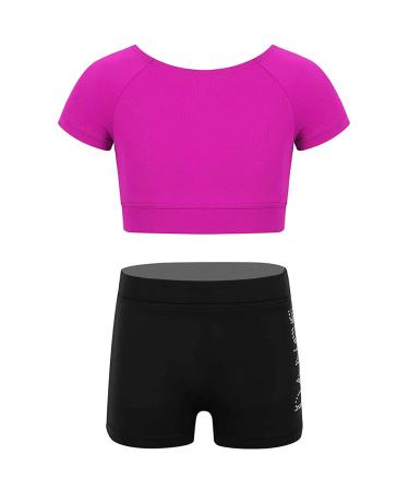ZUYPSK Girls 2-Piece Athletic Leotard Tracksuit Sleeveless Tank Tops with Shorts Set Gymnastics Dance Sports Workout Outfts Dance-rose 8-10