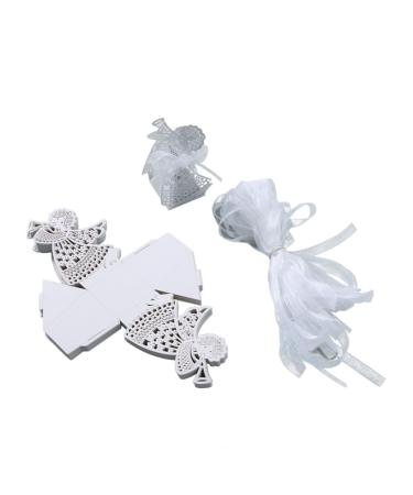 TEHAUX 50pcs Personalized Tags Small Gifts Packaging Wedding Favor Chocolate Packaging Wedding Gift Boxes Wedding Party Boxs Party Favor Boxes Wedding Box White Hollow Out 1 count (Pack of 1) White