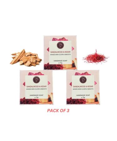Sandalwood Saffron Handmade Natural Soap for Men & Women | Moisturizing Bar Soap Set (3 Bars 7.9 Oz) | Ideal for Body & Face Care - Buy Online on GoSupps.com