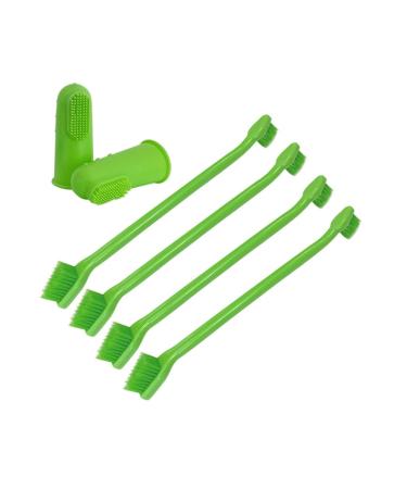 FOMIYES 1 set Dog Puppy Brush Pet Oral Tool Head Teeth Supplies Cleaning Double-head