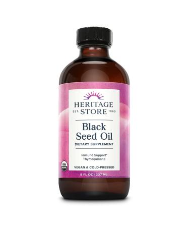 Heritage Store Organic Black Seed Oil, Cold Pressed | Hair, Skin, Heart & Digestion Support w/Thymoquinone, Vegan | 60 Day Money Back Guarantee (8 Fl Oz) 8 Fl Oz (Pack of 1) - Buy Online on GoSupps.com