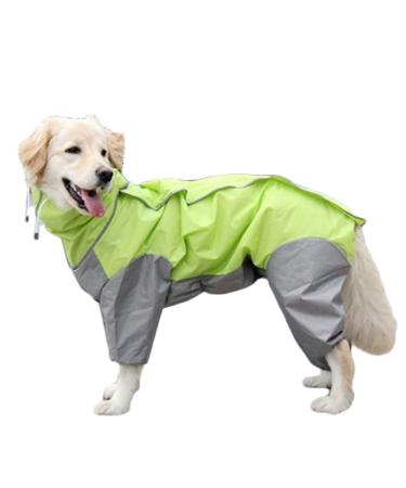 Tfeng dog raincoat with removable hoodie adjustable outdoor tunnel procession dog coat waterproof dog jacket rain jacket with hood and collar hole 10 sizes (green) 22 (back length: 60cm) green