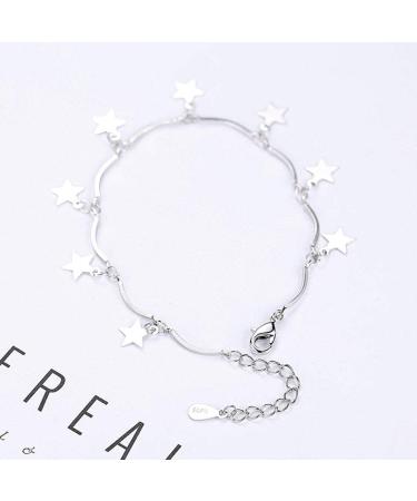 WIPPWER Silver Bracelet Sterling Silver Chain Bracelet Ladies Sterling Silver Bracelet Hand Silver Stars Bracelet Fashion Bracelet Ladies Silver Jewellery Gifts for Sisters - Buy Online on GoSupps.com