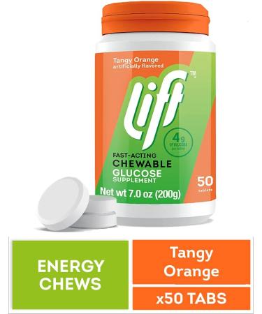 Lift Fast-Acting Glucose Chewable Energy Tablets - Orange 50 ct Jar | 50 Count Pack of 1 | Boost Energy Quickly - Buy Online on GoSupps.com