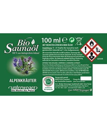 Unterweger ORGANIC Sauna Oil Alpine Herbs 100 ml | Pure Essential Oils | AT-BIO-301 | International Shipping - Buy Online on GoSupps.com