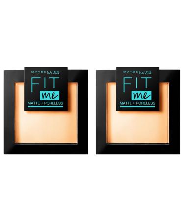 Maybelline New York powder matt pore -faning and long -lasting Fit Me Matte Plus Poreless No. 250 Sun beige 1 x 9 g (pack with 2) 1st piece 9 g (2 -pack) 250 Sun Beige