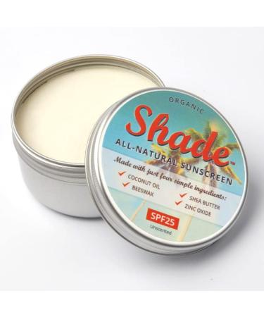 Shade All-Natural Sunscreen SPF25 - Unscented - Mineral-based - Only 4 Ingredients - 100ml 100 ml (Pack of 1)