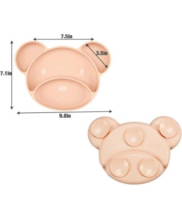 PandaEar Silicone Suction Plate Toddler Set | BPA-Free Divided Baby Food Plate with Spoon and Fork | Dishwasher & Microwave Safe | Bear Shape (Pink) - Buy Online on GoSupps.com