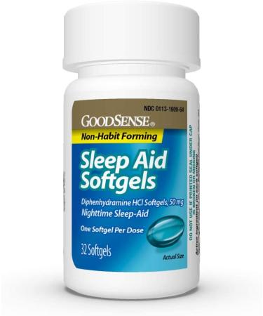 GoodSense Nighttime Sleep-Aid Softgels 50mg - 32 Count | Relieves Occasional Sleeplessness - Buy Online on GoSupps.com