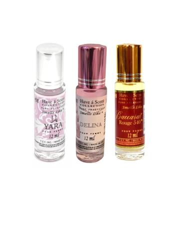 Fragrance Perfume Oilsyara +delina +baccarat ParfumRoll On Body Oil for Women (12ml) (pack of 3)
