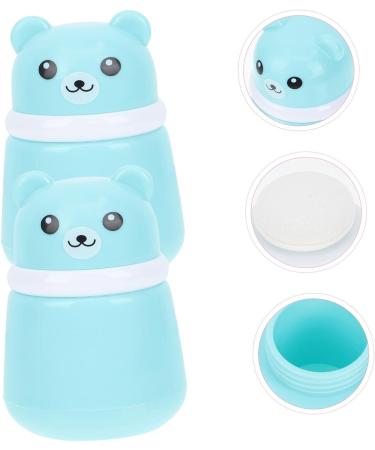 Hemoton 2pcs Bear Powder Puff Box | Travel Baby Powder Container | Talcum Powder Container | Cosmetic Powder Puff with Travel Case | Blue 10X7CM - Buy Online on GoSupps.com