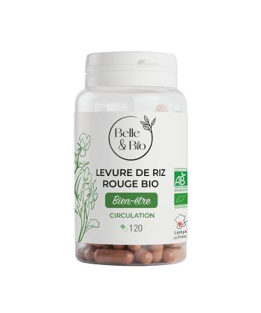 MONACOLINE K & CHOLESTEROL - Organic Ecocert Certified Red Rice Yeast - 120 capsules - 1 month cure - Belle & Bio Food Supplement - Made in France