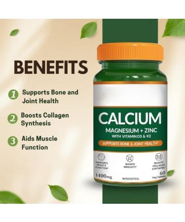 Naturals Calcium Magnesium & Zinc Tablets with Vitamin D3 & K2 (600 IU) Calcium Supplement for Women and Men for Muscle Health - Buy Online on GoSupps.com