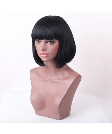 Buy Short Black Bob Wig for Women | Synthetic Brazilian Straight & Curly Cosplay Hair - Perfect for Parties & Retro Styles (50s 60s 70s 80s) - Buy Online on GoSupps.com