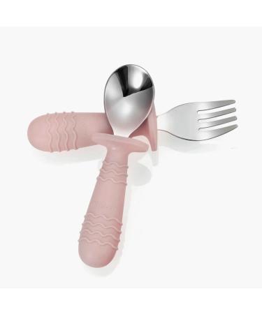 Pandaear 4-Piece Baby Cutlery Set | Stainless Steel Spoon & Fork for Kids | Anti-Choke Design BPA Free | Ideal for 1 Year+ | Pink & Gray Tableware - Buy Online on GoSupps.com