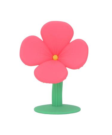 Baby Teething Toy Silicone Flower Shape Washable Baby Chew Toy Teething Pacifier for Baby 0-6 Months (Peony Red)
