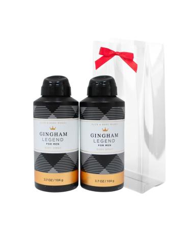 Bath & Body Works Men's Collection Deodorizing Body Spray - GINGHAM LEGEND - Gift Pack for Holiday - Lot of 2