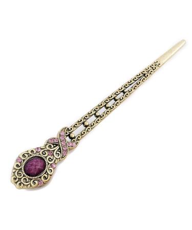 Chinese Vintage Rhinestone Hair Chopsticks Set for Women - 4 Pcs Hair Clips and Pins - Buy Online on GoSupps.com
