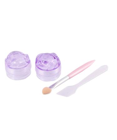Ruilogod Plastic Empty Cosmetic Box Bottle Eyeshadow Brush Spoon 2pcs Purple
