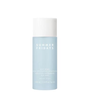 Summer Fridays Soft Reset AHA Exfoliating Solution - Overnight Facial Exfoliator that Smoothes + Refines Texture - Enriched with Glycolic & Lactic Acid to Help Smooth Fine Lines + Wrinkles (3.4 Fl Oz)