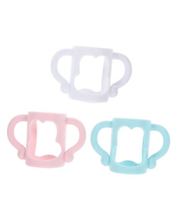 COOLHIYA 3 Pcs Bottle Handle Feeding Bottles Handle Bottle Holder Feeding Bottles Holder Milk Bottle Holder Wide Mouth Silica Gel Soft Handle