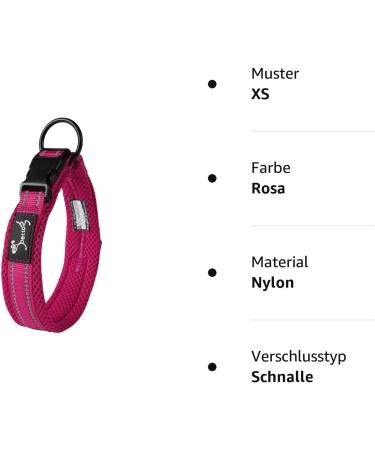Buy PETTOM Adjustable Nylon Dog Collar - Breathable & Reflective XS Pink for Small Dogs - Buy Online on GoSupps.com