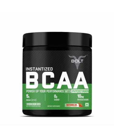 Bolt BCAA Powder 2:1:1 Potent Formula-Leucine Isoleucine Valline Suppots Muscle Recovery Growth & Endurance Watermelon Fizz 30 Servings Watermelon Fizz 8.5 Ounce (Pack of 1)