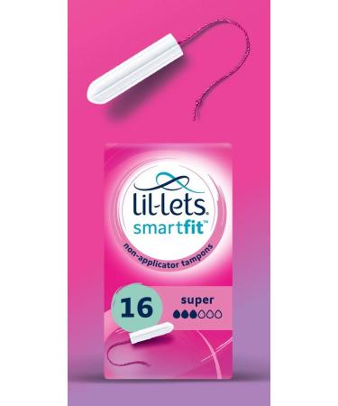 Lil-Lets Non-Applicator Ultra Tampons X 60 | 6 Packs of 10 | Extremely Heavy Flow & Smartfit 16 Non-Applicator Tampons Super 16 Count (Pack of 1) + Tampons Super 16 Count - Buy Online on GoSupps.com