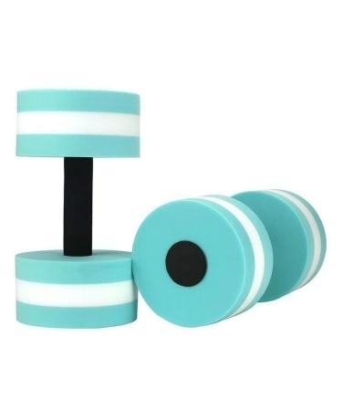 Iugvhana Water Dumbbells Set of Two, Water Aerobic Exercise Foam Dumbbell Pool Resistance, Water Weights Fitness Gear Aquatic Barbells for Minimum Stress Training Cyan