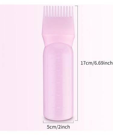 Root Comb Applicator Bottle 6 oz - Professional Hair Oil & Dye Application Brush with Graduated Scale - Pink - Buy Online on GoSupps.com
