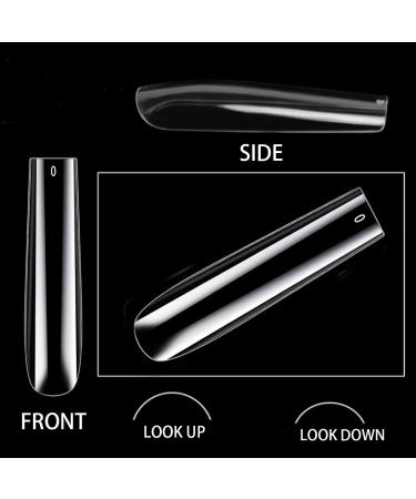 504 Pcs Upgrade 3XL Tapered Square Full Cover Nail Tips - Clear XXXL Extra Long Straight Tips for Acrylic Nails - EJIUJIUO No Curve Nail Tips - 12 Sizes Included - Buy Online on GoSupps.com