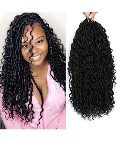 6 Packs Boho Goddess Locs Crochet Hair 18 Inch River Locs Goddess Faux Locs Crochet Hair Wavy Crochet With Curly Hair In Middle And Ends Boho Faux Locs Synthetic Hair Extension(18inch 1B) 18 Inch (Pack of 6) 1B