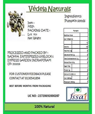 V DELA Naturals Pumpkin Seeds| Roasted Pumpkin Seed | Hand Roasted| Pumpkin Seed | Hand Picked (300grm) - Buy Online on GoSupps.com
