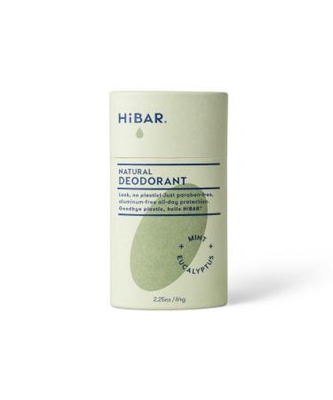 HiBAR - Eucalyptus & Mint Plastic Free Deodorant - Natural Deodorant - All-Day Protection - With Sunflower Seed Wax Rice Bran & Shea Butter - Plastic Paraben & Aluminum-Free - Vegan - 1 Pack