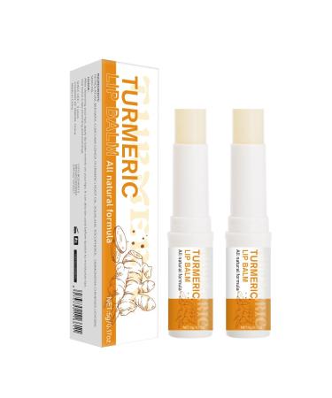 2PCS Turmeric Lip Balm for Dry Lips Moisturizing Hydrating Lip Balm Lipstick Reduce Lip Wrinkles Improves Dark Lip Balm All-Day Moisturizing Even Lip Tone With Turmeric Root