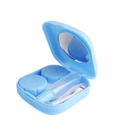 Weescie contact lens container plastic container with tweezers and suction cup set for outdoor activities for contact lenses small contact lenses accessories case portable reusable (blue)
