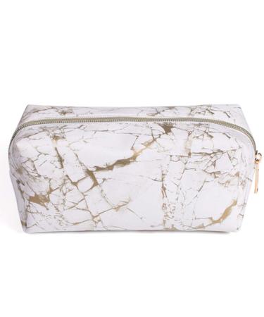 Xinlie Marble Pattern PU Leather Travel Makeup Bag - Stylish Cosmetic Pouch for Home & Vacation - Buy Online on GoSupps.com
