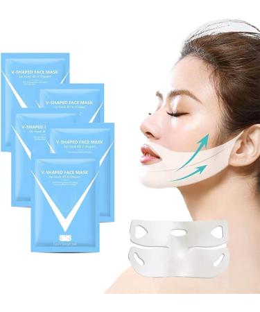 Chin Lift Mask 5 Bags V Line Face Lifting Chin Mask Double Chin Mask Contains Hyaluronic Acid to Moisturize And Nourish The Skin Refresh The Skin and Tighten Facial Lines