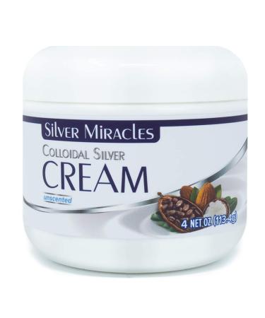 Silver Miracles Colloidal Silver Cream - 4oz - Colloidal Silver Skin Healing Cream - Scent And Dye Free - Moisturizes Dry Skin - Hand Made In the USA - Made With 99.999% Pure Silver
