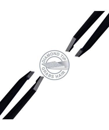 MARIELLIE NEW YORK Slant Tweezers - Stainless Steel Eyebrow Hair Removal Tool for Women and Men - Black - Buy Online on GoSupps.com