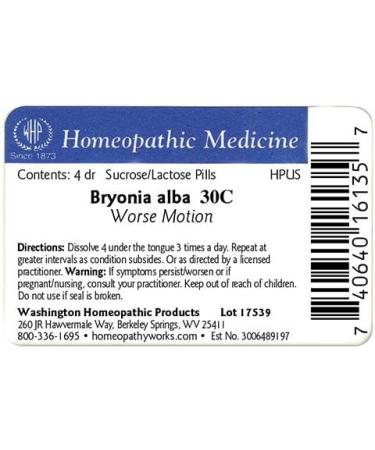 Bryonia Alba 30C - 900 Pellets for Motion-Related Conditions | Trusted Homeopathic Remedy by America's Oldest Company - Buy Online on GoSupps.com
