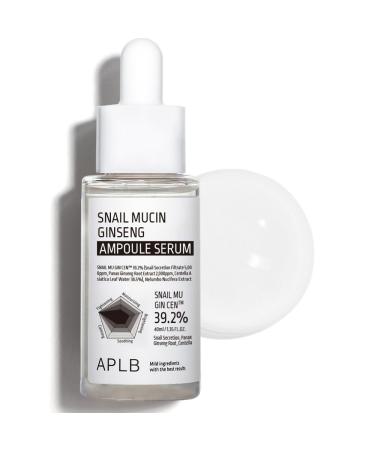 APLB Snail Mucin Ginseng Ampoule Serum | SNAIL MU GIN CEN 39.2% 1.35 FL.OZ/Korean Skincare Wrinkle care Pore care Improve elasticity for firm skin
