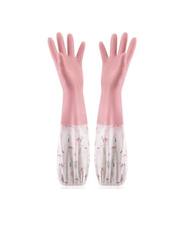 Dishwashing Gloves Dishwashing Gloves Warm Plush Rubber Waterproof Kitchen Dishes Household Gloves Washing Bowls Gloves Tools